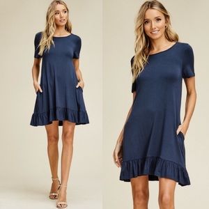 🆕Sizes S & L: Slate Blue Babydoll Dress